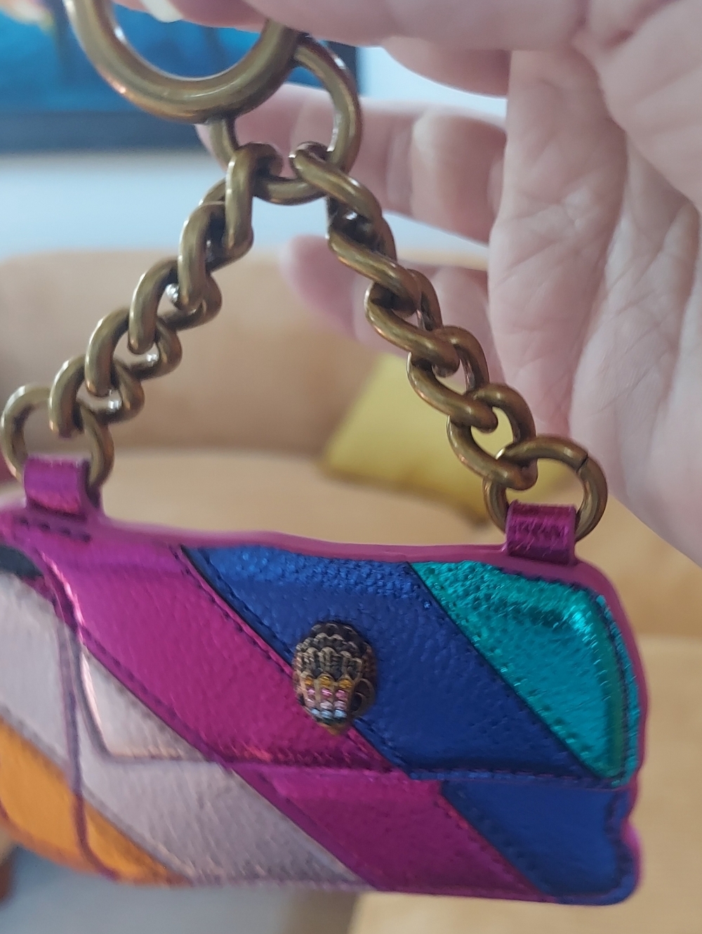 Kurt Geiger London Kensington Rainbow Key Ring Bag Charm Eagle NWT
